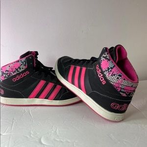 ADIDAS HOOPS MID K BLACK/SHOCKING PINK Women Size 6